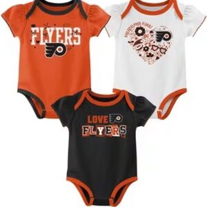 Flyers Baby Bodysuit Trio - Orange, Black, White